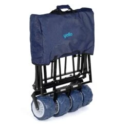 Yello Folding Beach Trolley -Vango || Kampa || Outwell Sales Store BGG1675 yello foldable trolley blue folded 3quarter copy