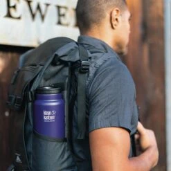Klean Kanteen Insulated TK Wide With Café Cap 473ml - Black -Vango || Kampa || Outwell Sales Store K32TKWSSL KM insulated 32oz bottle backpack lifestyle