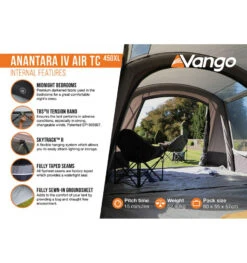 Vango Anantara Air TC 450XL Tent -Vango || Kampa || Outwell Sales Store anantara iv air tc 450xl 4